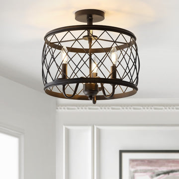 Eleanor 15" Metal LED Semi Flush Mount Ceiling Light - JONATHAN Y